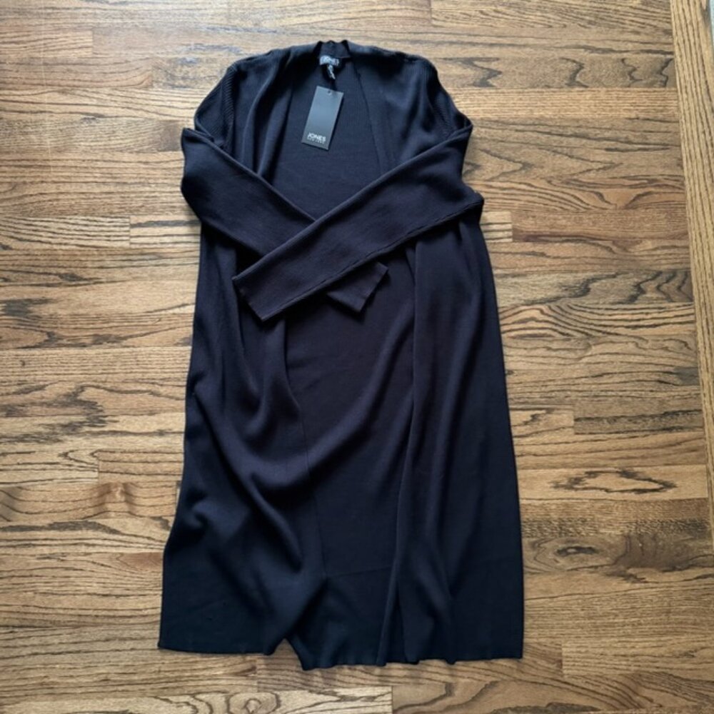Jones New York Women’s Black Long Open Front Cardigan Size XL NWT